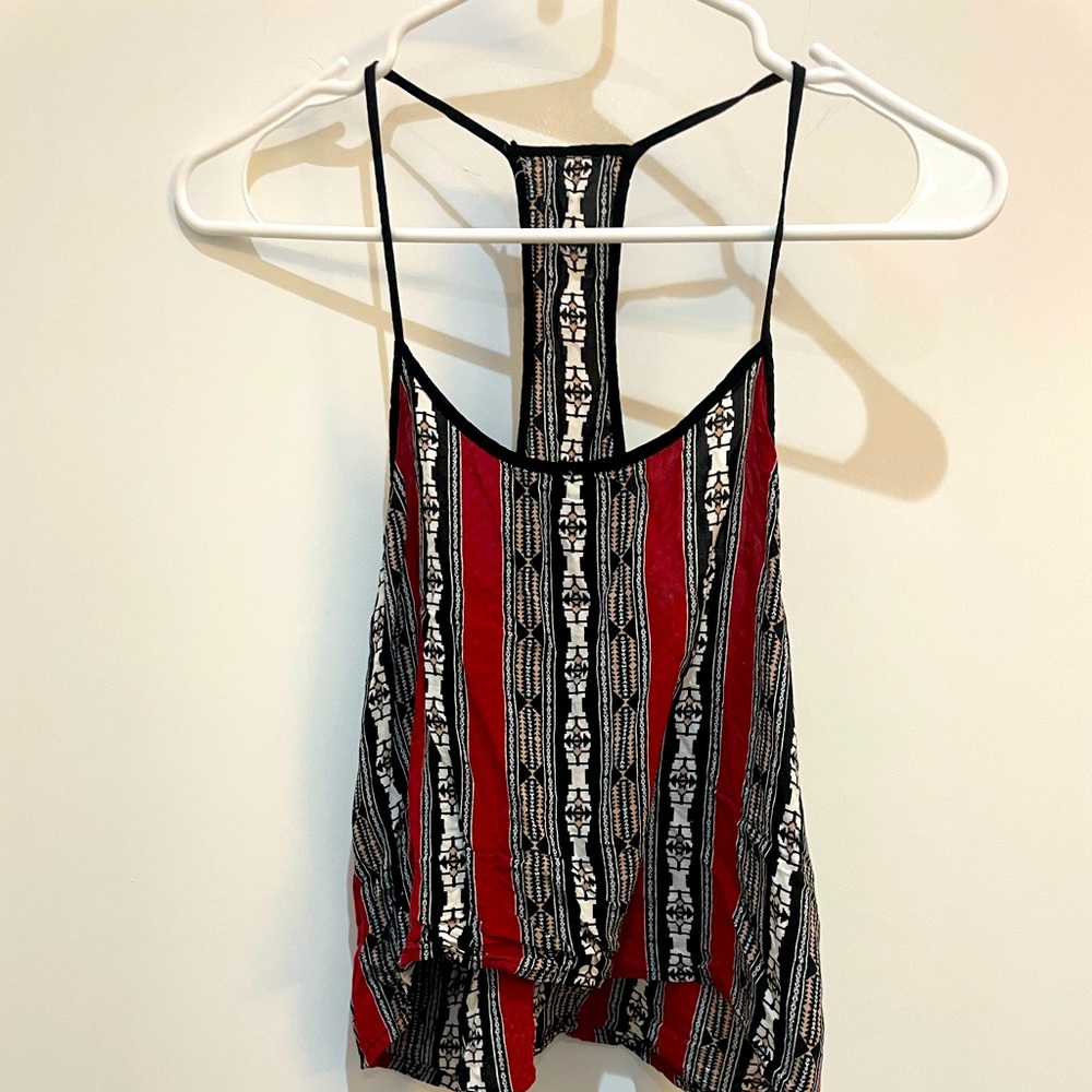 Small Tribal Print Red Crop Top